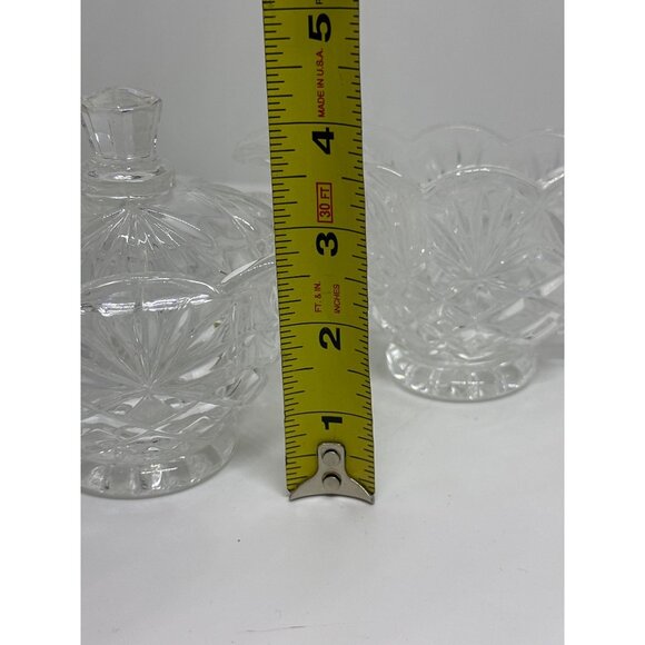 VTG Clear Cut Glass Sugar & Creamer Set | Scalloped Edge Pressed Crystal 4.5" - Picture 4 of 4